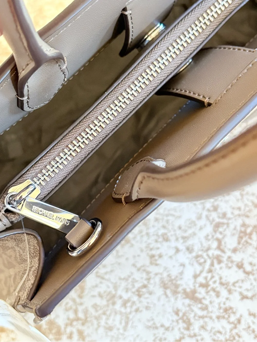 Michael Kors Gray MK Signature Satchel with Matching Wallet